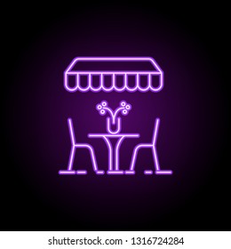 table in the restaurant dusk style icon. Elements of Summer holiday & Travel in neon style icons. Simple icon for websites, web design, mobile app, info graphics