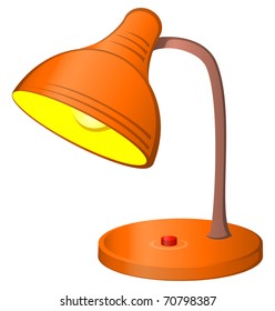 Table retro electric lamp with a shone bulb, vector