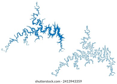 Table Rock Lake (United States of America, Missouri, Arkansas) map vector illustration, scribble sketch Reservoir Table Rock Dam map