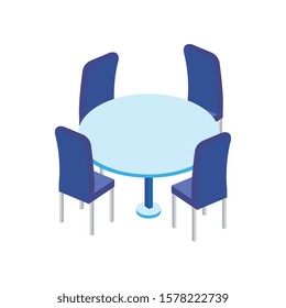 table round furniture with chairs isolated icon vector illustration design