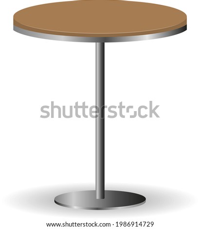 Table, round table with wooden cover isolated on white background. Vector illustration. Vector.