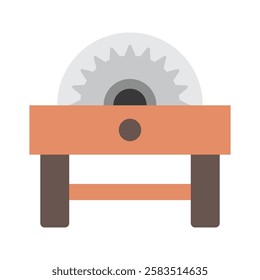 Table Saw flat color icon, mini, small illustration. use for modern concept, print, UI, UX kit, web and app development. Vector EPS 10, related to industrial, business, finance, investment.