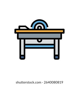 Table saw flat illustration on White Background for woodworking