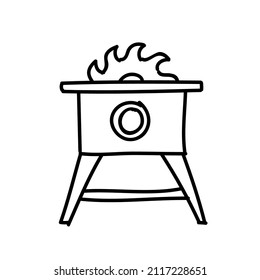 table saw icon black and white vector illustration. Editable outline stroke.