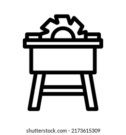 Table Saw Line Icon Illustration Vector Graphic