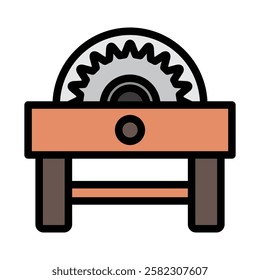 Table Saw outline color icon. use for modern concept, print, UI, UX kit, web and app development. Vector EPS 10, related to industrial, business, finance, investment.