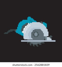 table saw pixel art, vector illustration on isolated background.
