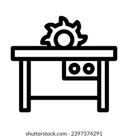 Table Saw Vector Line Icon Design