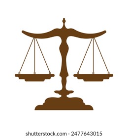 Table scales vector icon in flat style. Attribute of court, law. The sign of weight as a measure of balancing. Court and law concept. EPS10
