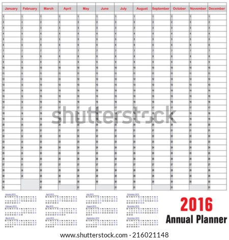 Table schedule - Annual Planner 2016