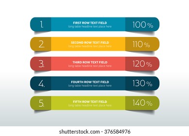 Table, Schedule Design Template With 5 Row. Vector Banner.