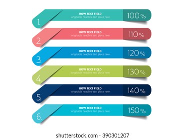 Table, schedule design template with 6 row. Vector banner.