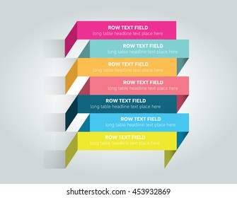 Table, schedule design template with 7 row. Vector banner.