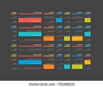 Table, schedule, tab, planner, infographic design template. Vector.