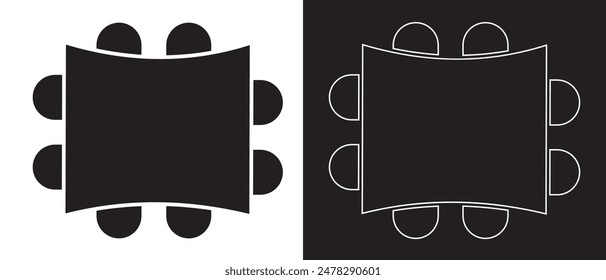 Table seating arrangement event icons on a white background. Vector illustration .
