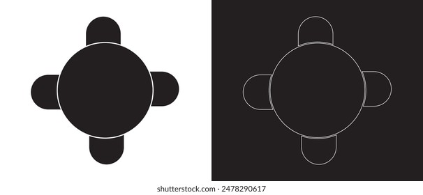 Table seating arrangement event icons on a white background. Vector illustration .
