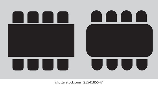 Table seating arrangement event icons on a white background. Vector illustration . 333