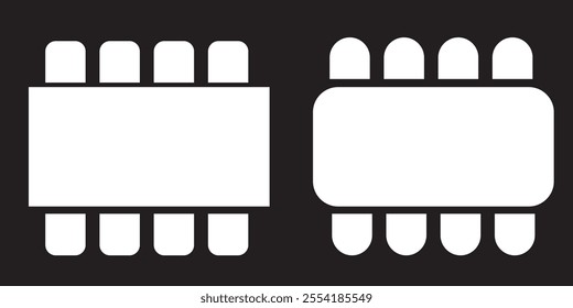 Table seating arrangement event icons on a white background. Vector illustration . 333