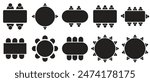 Table Seating Arrangement Icons for an Event - Clipart Outline. isolated on white background. Vector illustration.
