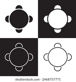 Table Seating Arrangement Icons for an Event - Clipart Outline.  isolated on white and black background. Vector illustration . EPS 10 