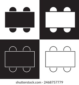 Tischanordnung Icons für eine Veranstaltung - Clipart Outline. Isoliert auf weißem und schwarzem Hintergrund. VEKTORILLUSTRATION . EPS 10 