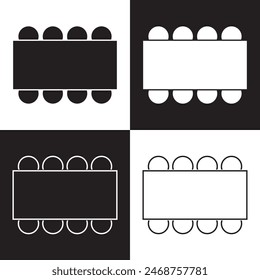 Table Seating Arrangement Icons for an Event - Clipart Outline.  isolated on white and black background. Vector illustration . EPS 10 