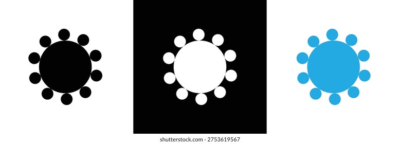Table Seating Arrangement Icons for an Event - Clipart Outline.  isolated on white and black background. Vector illustration . EPS 10 .