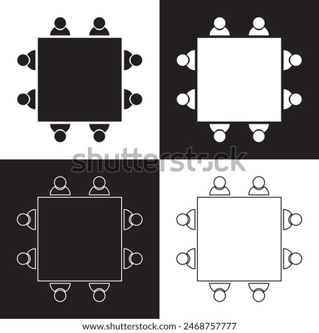 Table Seating Arrangement Icons for an Event - Clipart Outline.  isolated on white and black background. Vector illustration . EPS 10 