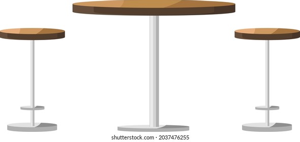 Tisch und Stühle, Illustration, Vektorgrafik auf weißem Hintergrund.