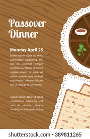 table for Seder pesach with passover plate and traditional food