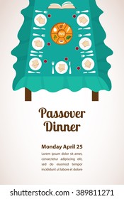 table for Seder pesach with passover plate and traditional food