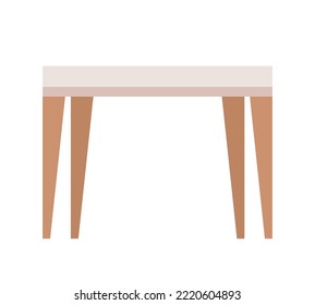 Table semi flat color vector object. Desk for kitchen and office. Editable element. Full sized item on white. Interior element simple cartoon style illustration for web graphic design and animation