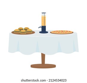 Table served for bachelor party semi flat color vector object. Full sized item on white. Part of house arrangement simple cartoon style illustration for web graphic design and animation
