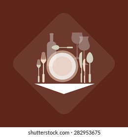 Table service, coffee shop and restaurant, vector logo 