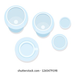 Table service with glasses flat single icon vector isolated on white