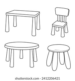 Table set for children. Vector illustration design template.