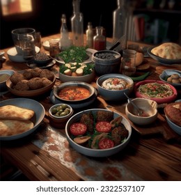 Conjunto de tablas con diferentes platos con patrones de toppings gráficos vectoriales realistas 3d para el restaurante y la fotografía de comida a la carta