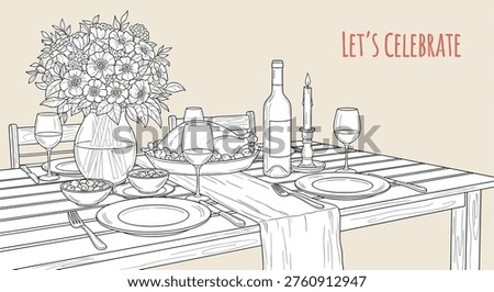 A table set for a special occasion with flowers and wine