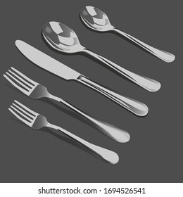 juego de tablas de horquillas de acero, cucharas y cuchillos, ilustración vectorial