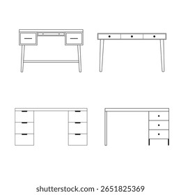 Table set. Vector design of furniture. Collection of furniture for home.