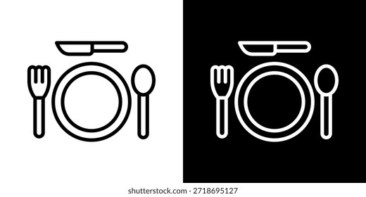 Table Setting Icon Of Line Black And White Style
