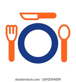 Table Setting Icon Mixed Color Vector Illustration