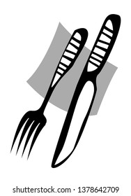 table setting. knife and fork. vector drawing for illustrations 