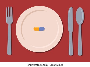 Table setting with a pill