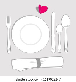 Table setting set. Vector illustration.