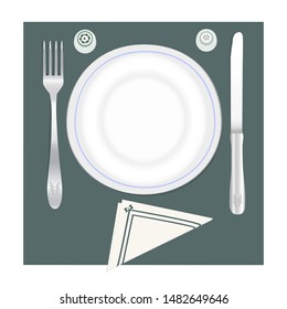 Table setting set. Vector illustration.