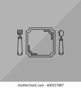 Table Setting Vector Icon, The outlined symbol of dish set for meal. Simple, modern flat vector illustration for mobile app, website or desktop app     