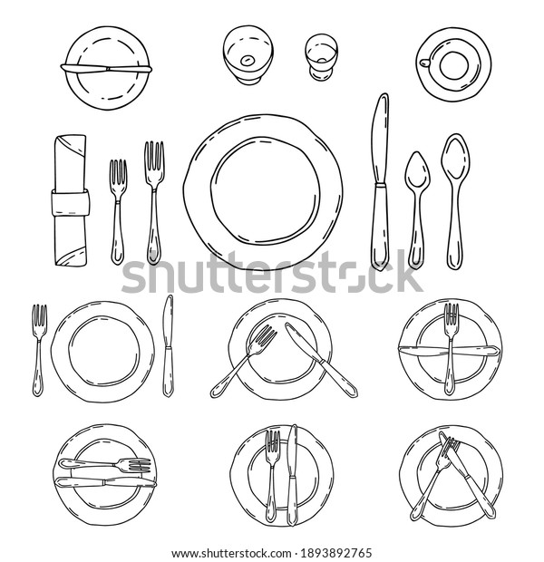 Table Settings Isolated On White Background Stock Vector (Royalty Free