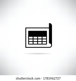table sheet icon drop shadow vector illustration