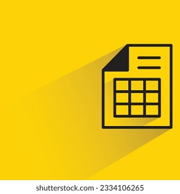 table sheet with shadow on yellow background